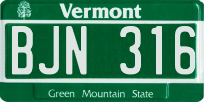 VT license plate BJN316