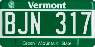 VT license plate BJN317