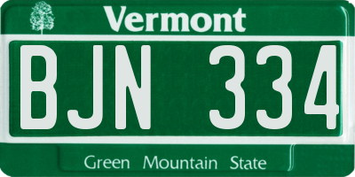 VT license plate BJN334