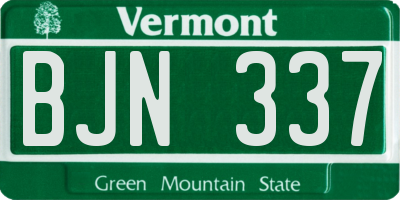 VT license plate BJN337