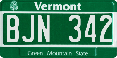 VT license plate BJN342