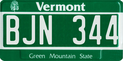 VT license plate BJN344
