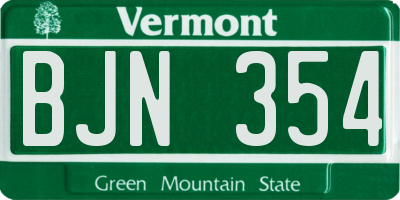 VT license plate BJN354