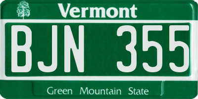 VT license plate BJN355