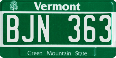 VT license plate BJN363