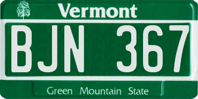 VT license plate BJN367