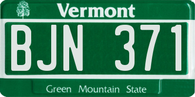 VT license plate BJN371