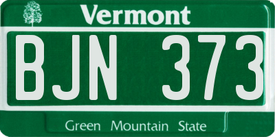 VT license plate BJN373