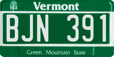 VT license plate BJN391