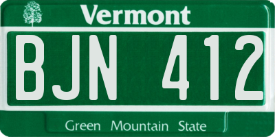 VT license plate BJN412