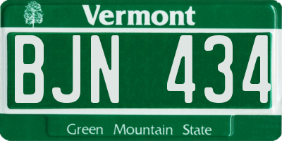 VT license plate BJN434
