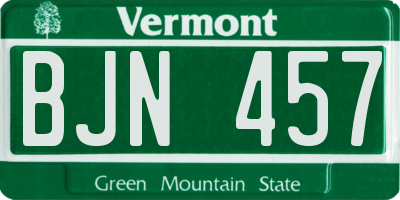 VT license plate BJN457