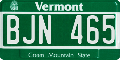VT license plate BJN465