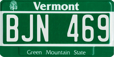 VT license plate BJN469