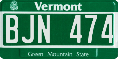 VT license plate BJN474