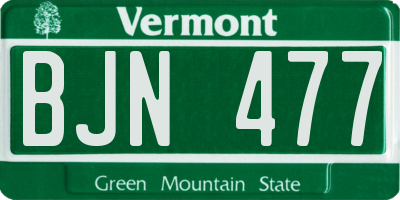 VT license plate BJN477