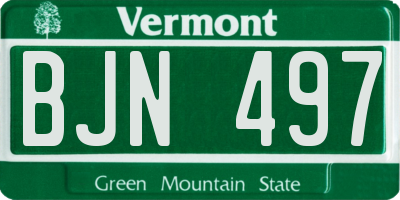 VT license plate BJN497