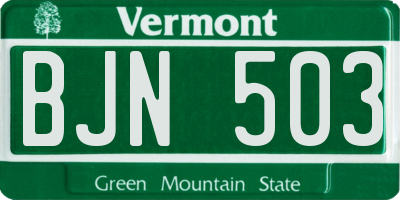 VT license plate BJN503
