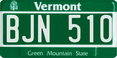 VT license plate BJN510