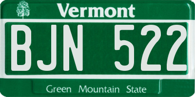 VT license plate BJN522