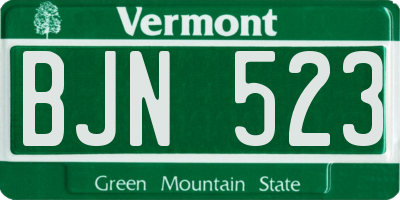 VT license plate BJN523