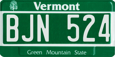 VT license plate BJN524