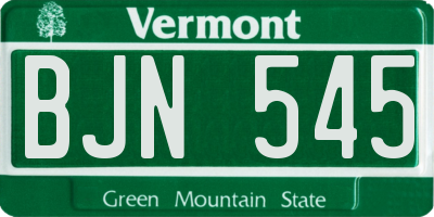 VT license plate BJN545