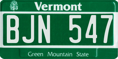 VT license plate BJN547