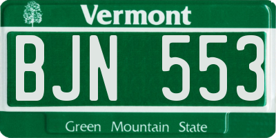 VT license plate BJN553