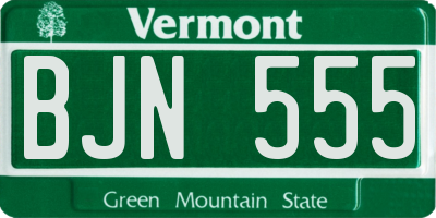 VT license plate BJN555