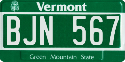 VT license plate BJN567