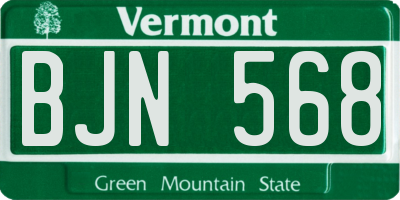 VT license plate BJN568