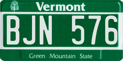 VT license plate BJN576