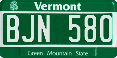 VT license plate BJN580