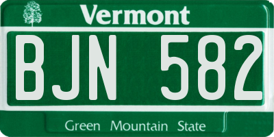 VT license plate BJN582