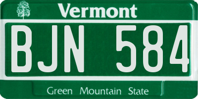 VT license plate BJN584