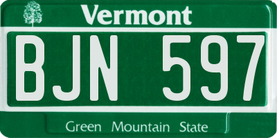 VT license plate BJN597