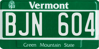 VT license plate BJN604