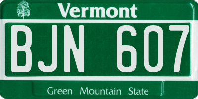 VT license plate BJN607