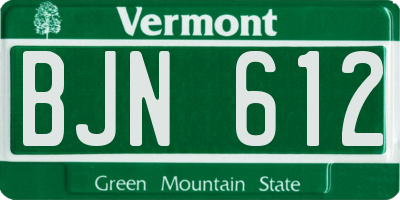 VT license plate BJN612