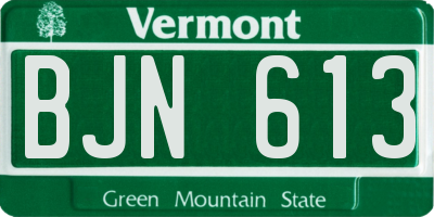 VT license plate BJN613