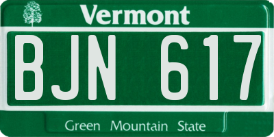 VT license plate BJN617