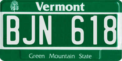 VT license plate BJN618