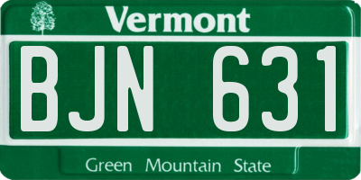 VT license plate BJN631