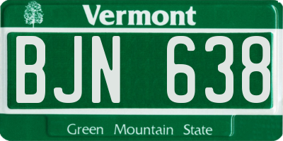 VT license plate BJN638