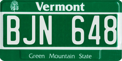 VT license plate BJN648