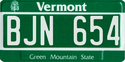 VT license plate BJN654