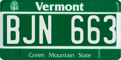 VT license plate BJN663