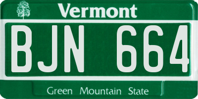 VT license plate BJN664