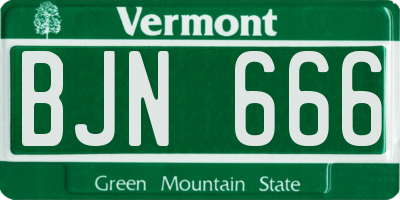 VT license plate BJN666
